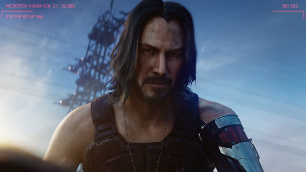 Bild på Keanu Reeves i Cyberpunk 2077.